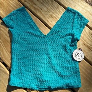 SO Teal Textured Crop Top